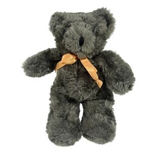 Unbranded Teddy Bear Plush 12" Green Orange Ribbon Stuffed Animal